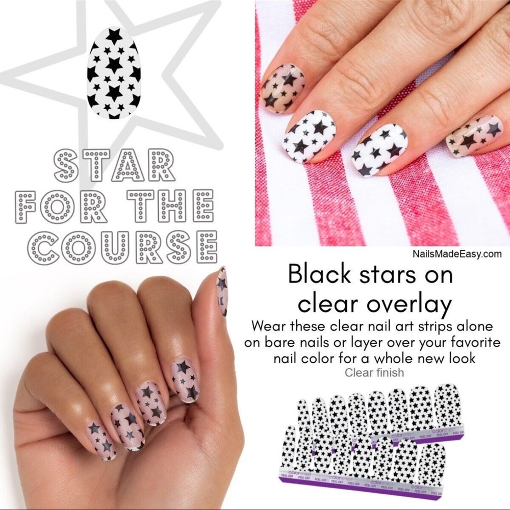 Color Street Star for the Course RETIRED nail polish wrap strips clear overlay